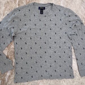 Polo Ralph Lauren Allover Pony Waffle Knit Sleep Shirt Men’s Medium Grey/Navy